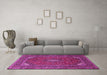 Machine Washable Medallion Pink Traditional Rug in a Living Room, wshtr1611pnk