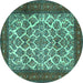 Round Machine Washable Persian Turquoise Traditional Area Rugs, wshtr1612turq