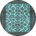 Round Machine Washable Persian Light Blue Traditional Rug, wshtr1612lblu