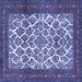 Square Machine Washable Persian Blue Traditional Rug, wshtr1612blu