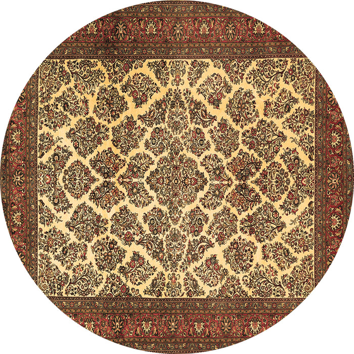 Round Persian Brown Traditional Rug, tr1612brn