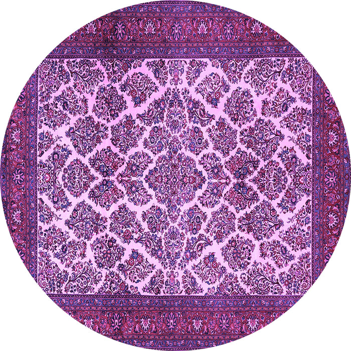 Round Machine Washable Persian Purple Traditional Area Rugs, wshtr1612pur