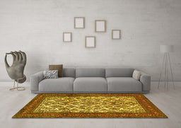 Machine Washable Persian Yellow Traditional Rug in a Living Room, wshtr1612yw