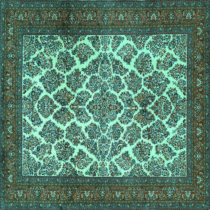 Square Persian Turquoise Traditional Rug, tr1612turq