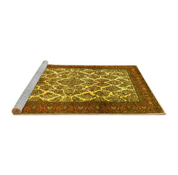 Sideview of Machine Washable Persian Yellow Traditional Rug, wshtr1612yw
