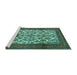 Sideview of Machine Washable Persian Turquoise Traditional Area Rugs, wshtr1612turq