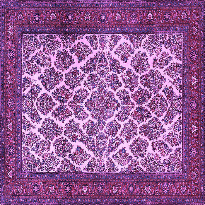 Square Machine Washable Persian Purple Traditional Area Rugs, wshtr1612pur