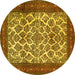 Round Machine Washable Persian Yellow Traditional Rug, wshtr1612yw