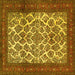 Square Machine Washable Persian Yellow Traditional Rug, wshtr1612yw