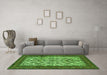 Machine Washable Persian Green Traditional Area Rugs in a Living Room,, wshtr1612grn