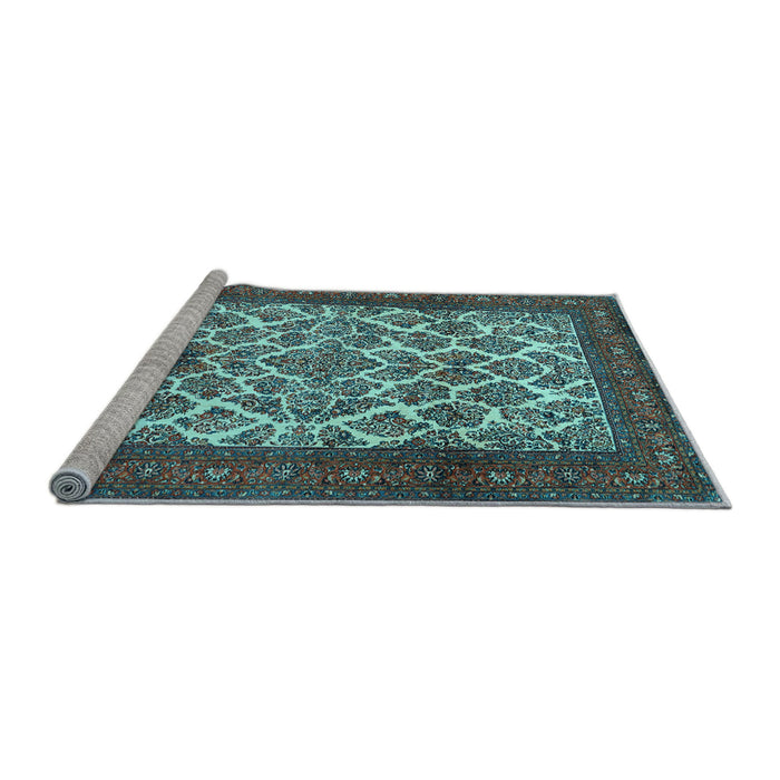 Sideview of Machine Washable Persian Light Blue Traditional Rug, wshtr1612lblu