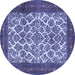 Round Machine Washable Persian Blue Traditional Rug, wshtr1612blu