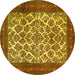 Round Persian Yellow Traditional Rug, tr1612yw