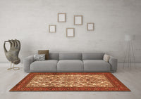 Machine Washable Persian Orange Traditional Rug, wshtr1612org