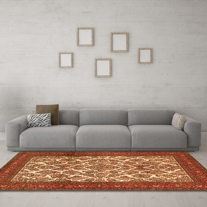 Machine Washable Persian Orange Traditional Area Rugs in a Living Room, wshtr1612org