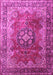 Machine Washable Medallion Pink Traditional Rug, wshtr1613pnk