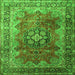 Serging Thickness of Medallion Green Traditional Rug, tr1613grn