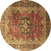 Round Medallion Brown Traditional Rug, tr1613brn