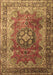 Machine Washable Medallion Brown Traditional Rug, wshtr1613brn