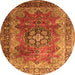 Machine Washable Medallion Orange Traditional Area Rugs, wshtr1613org