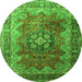 Machine Washable Medallion Green Traditional Area Rugs, wshtr1613grn