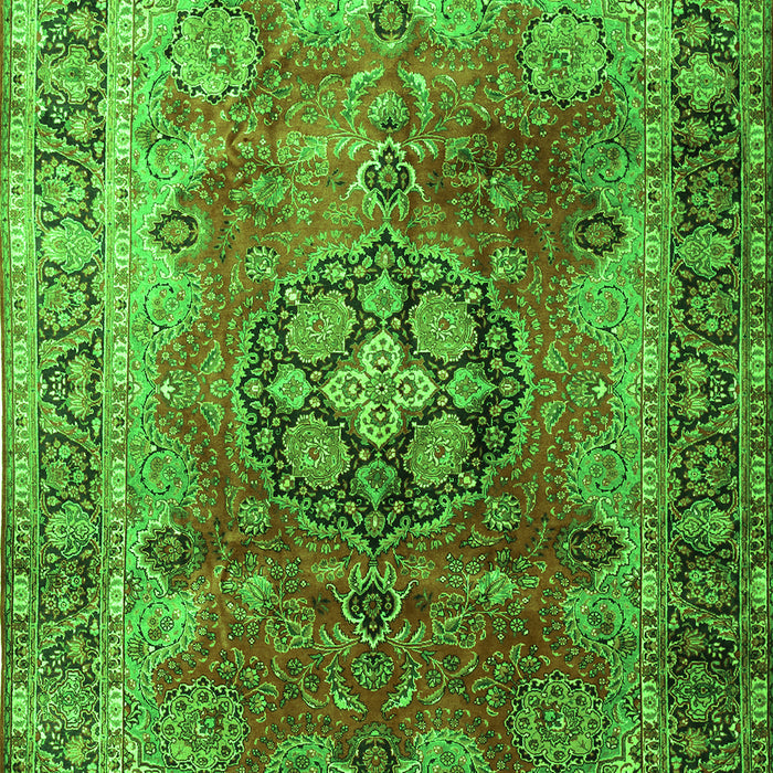 Medallion Green Traditional Rug, tr1613grn