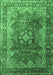 Machine Washable Medallion Emerald Green Traditional Area Rugs, wshtr1613emgrn