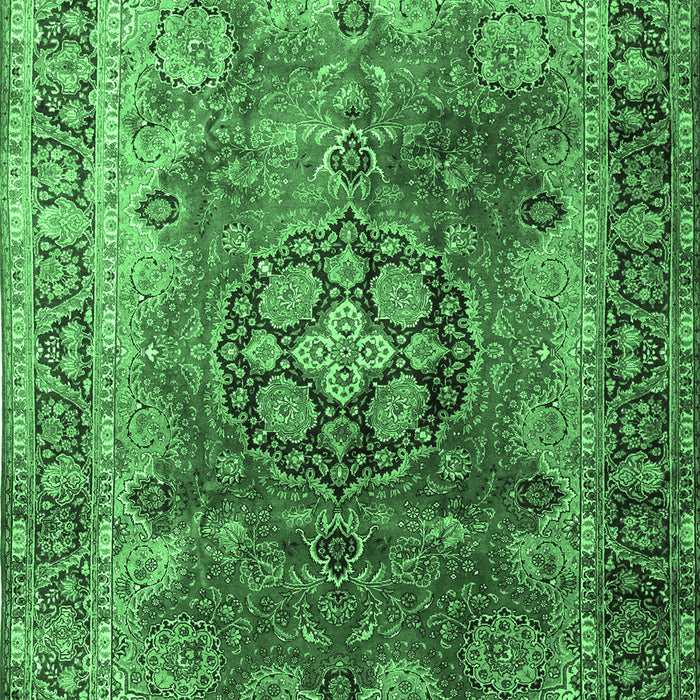 Machine Washable Medallion Emerald Green Traditional Area Rugs, wshtr1613emgrn