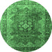 Round Medallion Emerald Green Traditional Rug, tr1613emgrn