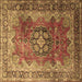 Square Medallion Brown Traditional Rug, tr1613brn