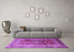 Machine Washable Medallion Purple Traditional Area Rugs in a Living Room, wshtr1613pur