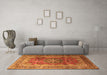 Machine Washable Medallion Orange Traditional Area Rugs in a Living Room, wshtr1613org