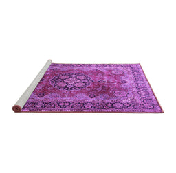 Sideview of Machine Washable Medallion Purple Traditional Area Rugs, wshtr1613pur