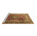 Sideview of Machine Washable Medallion Brown Traditional Rug, wshtr1613brn