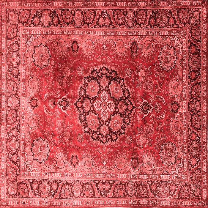 Machine Washable Medallion Red Traditional Rug, wshtr1613red