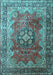 Medallion Light Blue Traditional Rug, tr1613lblu