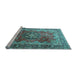 Sideview of Machine Washable Medallion Light Blue Traditional Rug, wshtr1613lblu