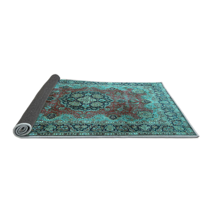 Sideview of Medallion Light Blue Traditional Rug, tr1613lblu