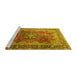 Sideview of Machine Washable Medallion Yellow Traditional Rug, wshtr1613yw