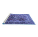 Sideview of Machine Washable Medallion Blue Traditional Rug, wshtr1613blu