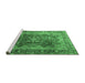 Sideview of Machine Washable Medallion Emerald Green Traditional Area Rugs, wshtr1613emgrn