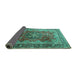 Sideview of Medallion Turquoise Traditional Rug, tr1613turq