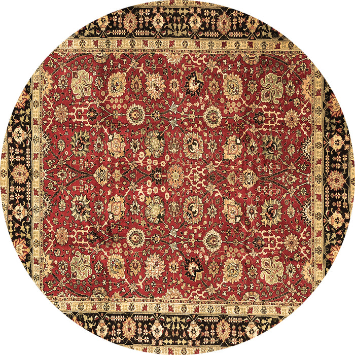 Round Machine Washable Persian Brown Traditional Rug, wshtr1614brn