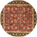 Round Machine Washable Persian Brown Traditional Rug, wshtr1614brn