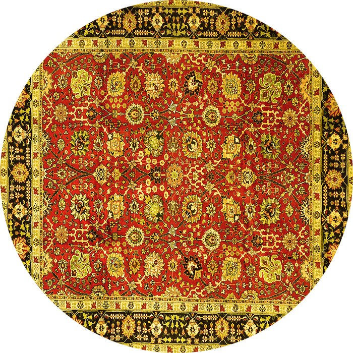 Round Persian Yellow Traditional Rug, tr1614yw