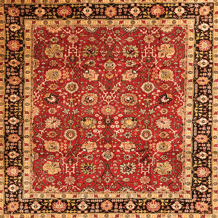 Round Machine Washable Persian Orange Traditional Area Rugs, wshtr1614org