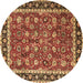 Round Persian Brown Traditional Rug, tr1614brn
