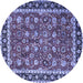 Round Machine Washable Persian Blue Traditional Rug, wshtr1614blu