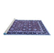 Sideview of Machine Washable Persian Blue Traditional Rug, wshtr1614blu