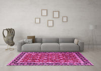 Machine Washable Persian Pink Traditional Rug, wshtr1614pnk